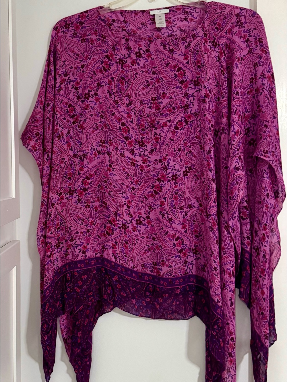 A beautiful whimsical delicate paisley pattern poncho from JJill.